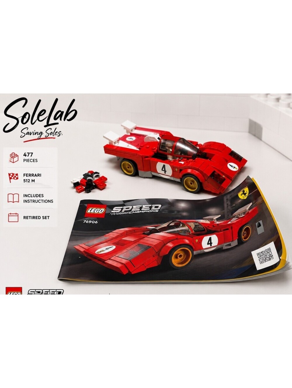 LEGO Speed Champions 1970 Ferrari 512 M 76906 Complete w/ Minifigure & Manual